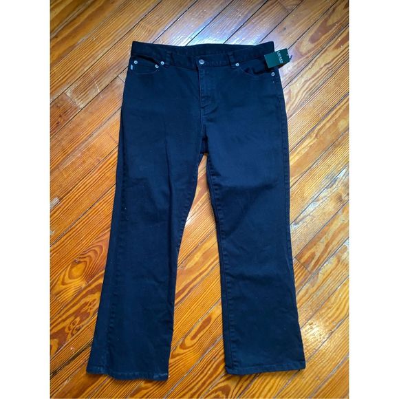 Lauren Ralph Lauren NWT Mid Rise Straight Stretch Jeans Black, Size 12, MP $115 - Picture 5 of 11